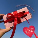Glitter Galaxy Valentine makeup gift box with luxury pink packaging, red ribbon bow, and premium beauty hamper presentation.
